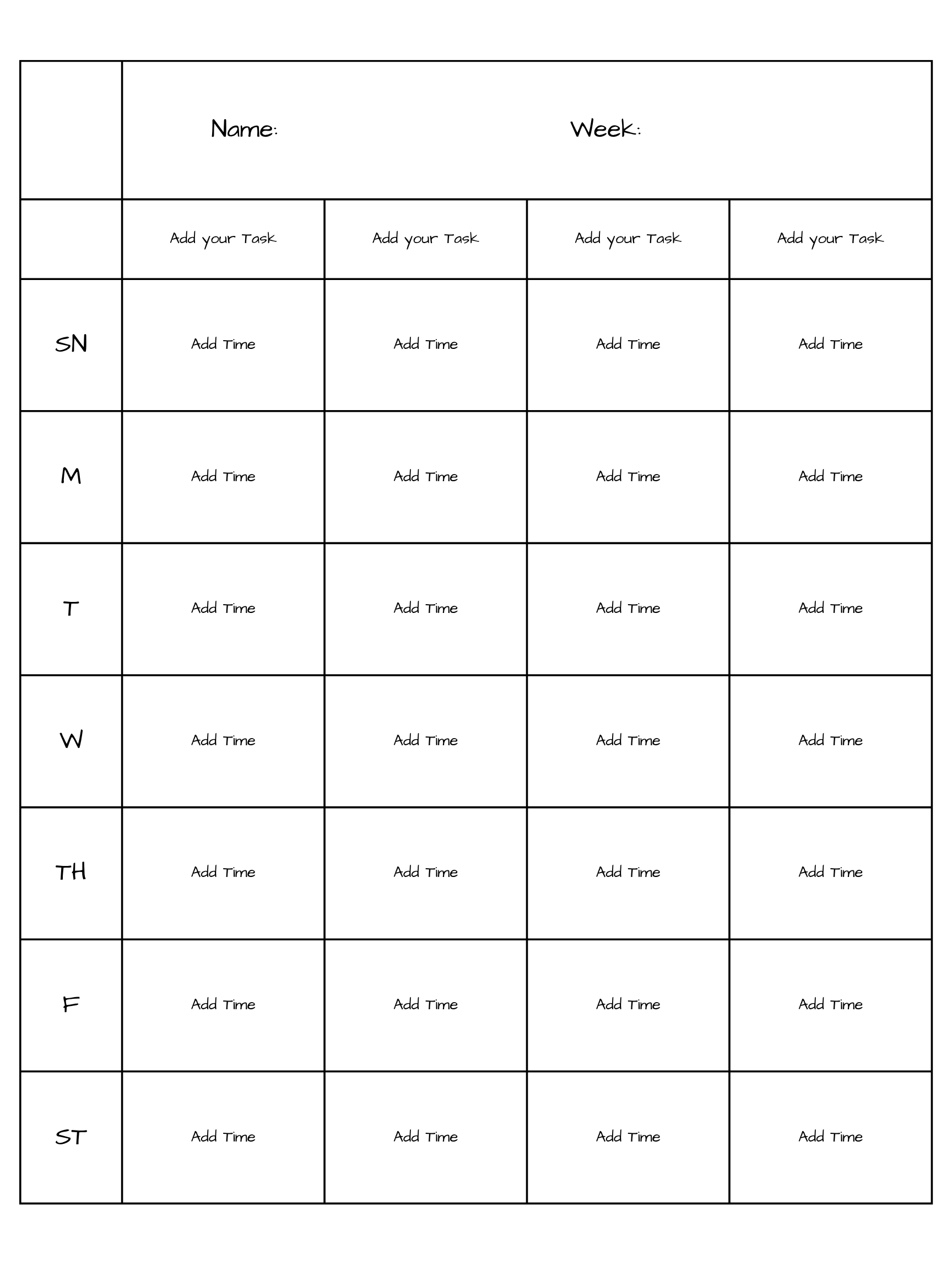 Printable Time Management Worksheet